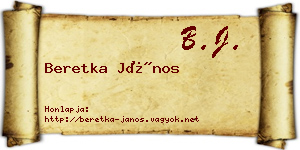 Beretka János névjegykártya